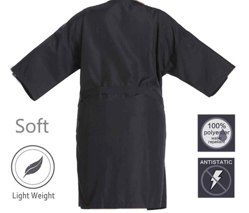 Premium Salon Robe Duo: Lightweight Smock Gown and Pack of 4 Kimono-Style Client Capes for Hair Salon