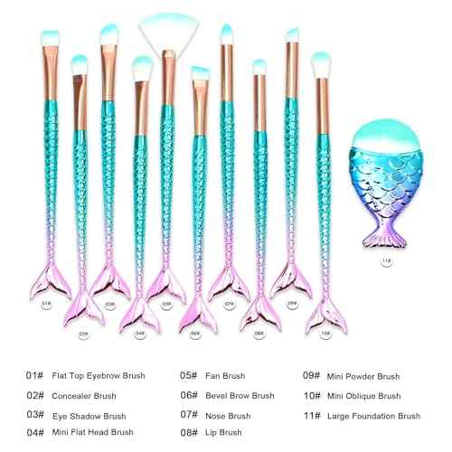 11PCS Makeup Brushes Set, Stocking Stuffers for Teen Girls Kids Women, Foundation Eyebrow Blush Brushes, Easter Basket Stuffers Essentials, Christmas Gifts for Grandkids Teens Girls Accessories Stuff