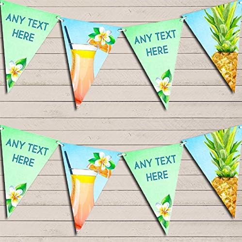 Luau Paradise Hawaiian Beach Pineapple Personalized Birthday Party Bunting - Hanging Party Decoration - Birthday Party Banner Garland | Decorative Party Supplies