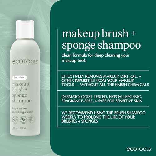EcoTools Makeup Brush Cleanser + Silicone Cleansing Pad Bundle, Deep Cleaning Shampoo for Makeup Sponges & Brushes, Brush Cleaner Pad, Vegan & Cruelty-Free, Gentle Formula