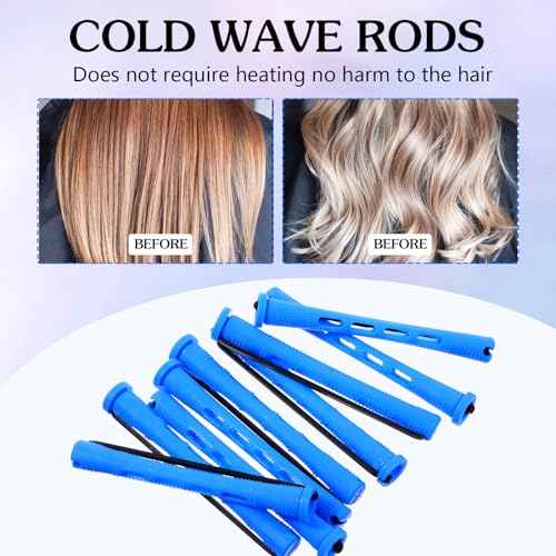 20 Pcs Perm Rods For Short Hair Small Plastic Hair Perming Rods And Rollers Curling Roller Perm Rod Medium For Long Hairs (Blue, 0.35 Inches)