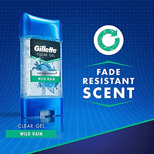 Gillette Clear Gel Antiperspirant & Deodorant, Wild Rain, (total of 6 Twin Pack) (4346073268),2 Count(Pack of 6)