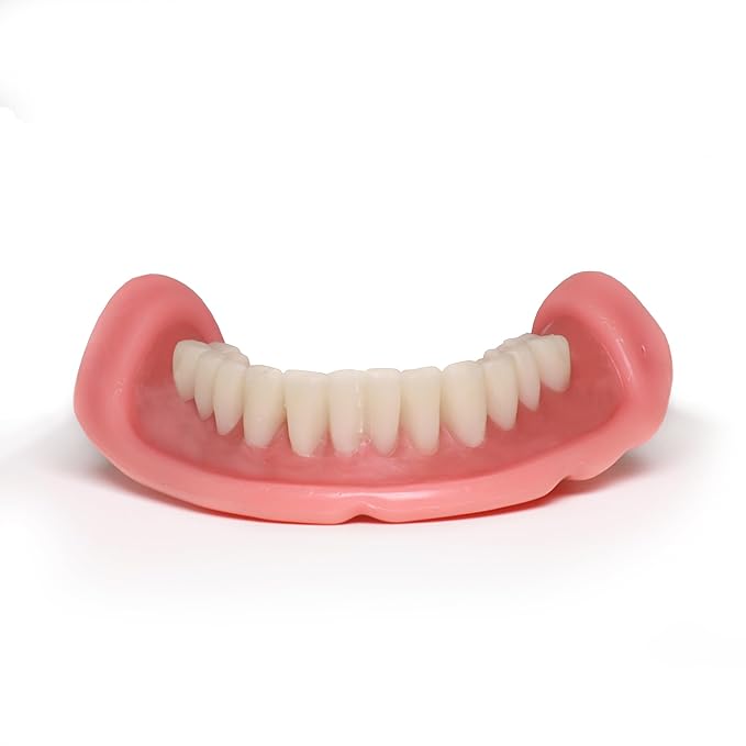 Boil-&-Bite Functional Denture, Self-fit at Home in Mins, Adjusts for Narrow or Wide Arches, Long-term or temporary Solution, Eat, Drink and Smile Confidently, Med/Large Denture, Lower