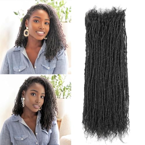 8-12 Inch Sister locs Human Hair Handmade Interlock Locs Curly Tips Sister Locs Real Human Hair Microlocs Extensions Permanent Dreadlock Extensions Natural Soft Looking (0.2cm,12 Inch-40 Strands)