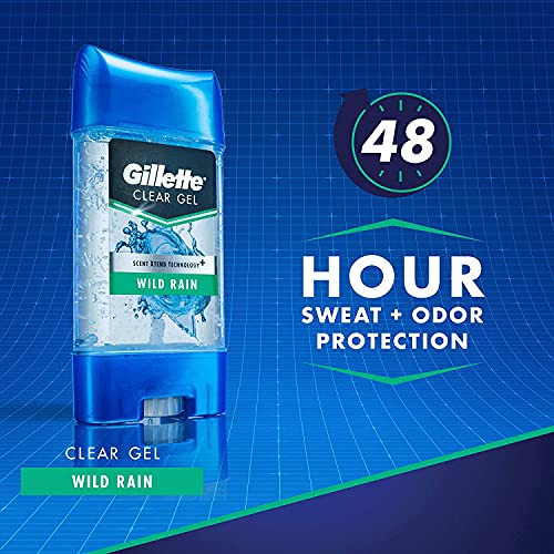 Gillette Clear Gel Antiperspirant & Deodorant, Wild Rain, (total of 6 Twin Pack) (4346073268),2 Count(Pack of 6)