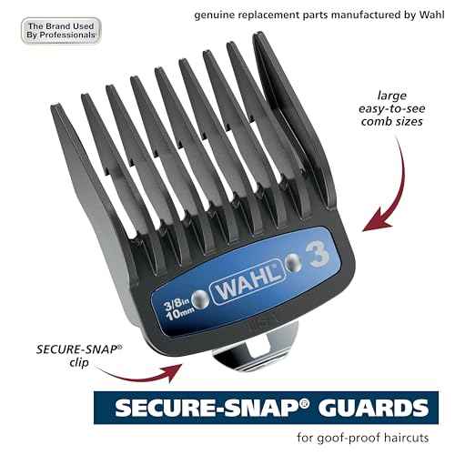 Wahl Genuine SECURE-SNAP¢ç Guide Comb Set with Colored Metal Clips and Guard Organization Caddy, 12 Full Size Attachment Guards from 1/16¡± to 1¡± for Increased Cutting Performance Grey - 3291-300