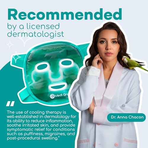 Medi Grade Cooling Ice Face Mask and Cooling Eye Mask for Puffy Eyes & Migraine Relief - Self Care Face Ice Pack with ChillGel Face Ice Mask Technology - Cooling Face Mask, Eye Pads and Bag