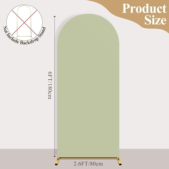 Ledido Wedding Arch Backdrop Cover 6FT Arch Covers Fitted Stretchy Spandex Round Top Stand Backdrop Cover for Wedding Banquet Ceremony Birthday Party Baby Shower Event Decoration,Sage Green