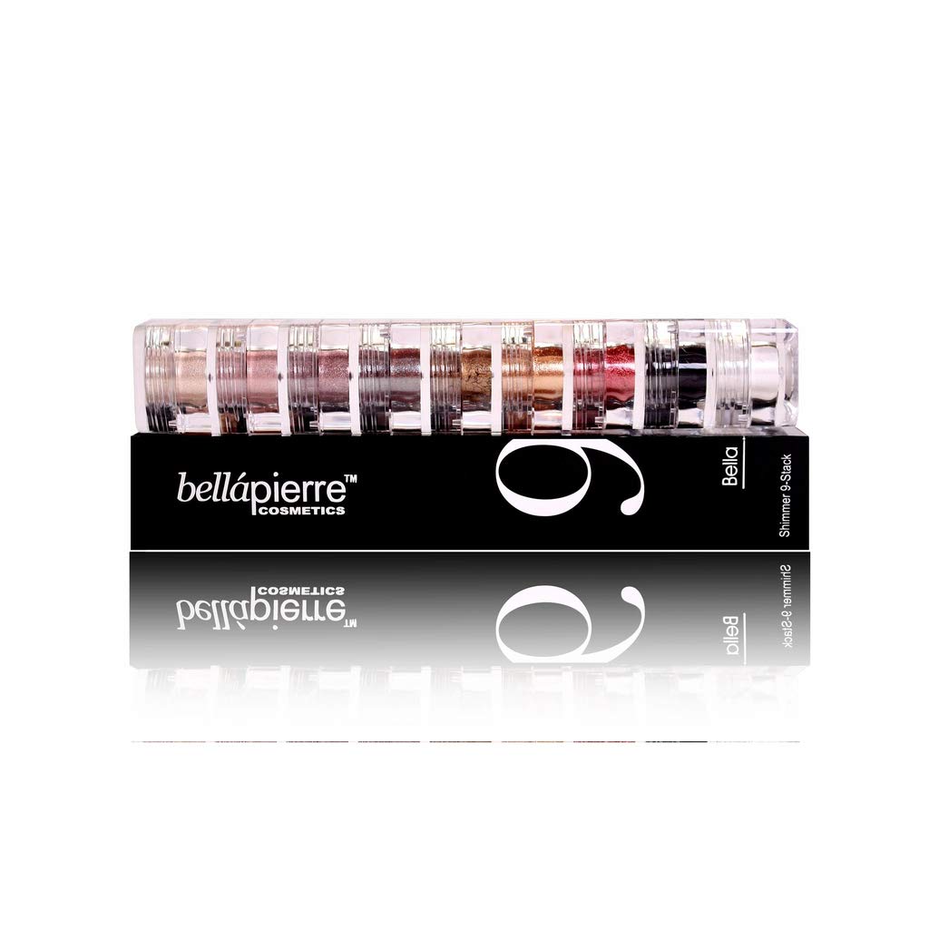 bellapierre Shimmer Powder 9 Stack | Paraben Free Eyeshadow | Vegan & Cruelty Free Eye Makeup - 9 Count - Bella