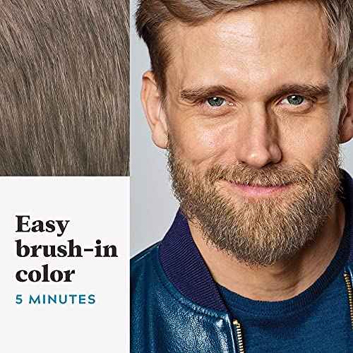 Just For Men Mustache & Beard, Beard Dye for Men with Brush Included, With Keratin Biotin Aloe and Coconut Oil for Healthy Facial Hair - Light Brown, M-25, Pack of 3 (Packaging May Vary)