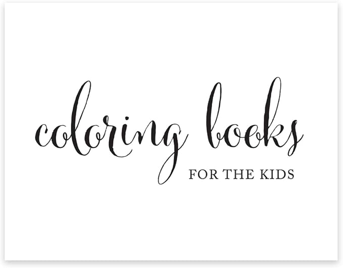Andaz Press Wedding Party Signs, Formal Black and White Print, 8.5x11-inch, Coloring Books for the Kids Table Sign, 1-Pack, For Baptism, 1st Birthday