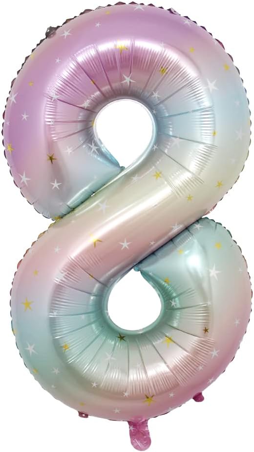 40 inch Rainbow Star Gradient Colorful Big Size Number Foil Helium Balloons Birthday Party Celebration Decoration Large globos (40 inch Rainbow Star 8)
