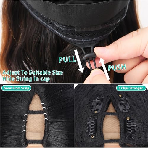 V Part Wig Human Hair Body Wave Glueless No Leave Out Upgrade 22 Inch U Part Wigs Human Hair Clip In Half Wigs 100% Real Human Hair Elastic Drawstring For Women 180% Density #1B/30