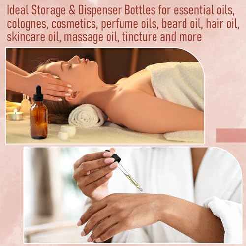 AOZITA 4 Pack, 4 oz Dropper Bottles with 1 Funnel & 4 Labels - Essential Oils Bottles for Health, Personal Care & Beauty - 120ml Thick Dark Amber Glass Tincture Bottles with Eye Droppers, Leakproof