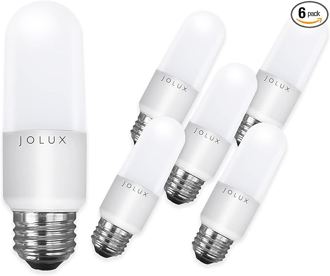 Jolux led Stick Lights, led Bulbs 60 watt Equivalent, 800 Lumen,2700K Soft White,e26 Bulb,Non-Dimmable, Enclosed Fixture Rated,6 Count (Pack of 1)…