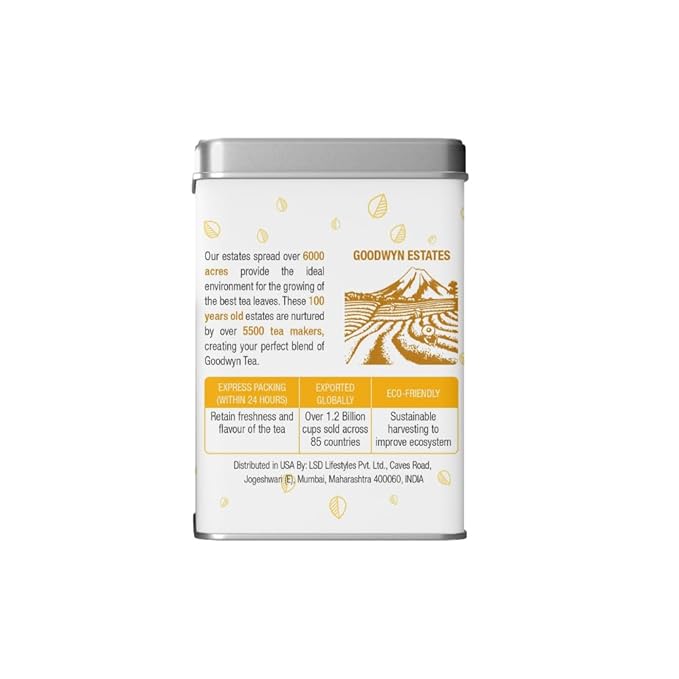 Goodwyn Chamomile Tea Loose Leaf – 25 Cups (50g / 1.76 oz) | Caffeine-Free Dried Chamomile Flowers & Real Petals in Premium Reusable Tin | Sugar-Free Organic Herbal Tea | Indian Origin | Perfect for Gifting | Aromatic & Natural Tea
