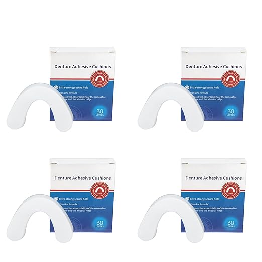 Generic Zinc Free Long-Lasting Denture Adhesive Cushion, 120 Pads (4 Pack) - Silicone Pads for Secure Hold and Food Seal - Lower