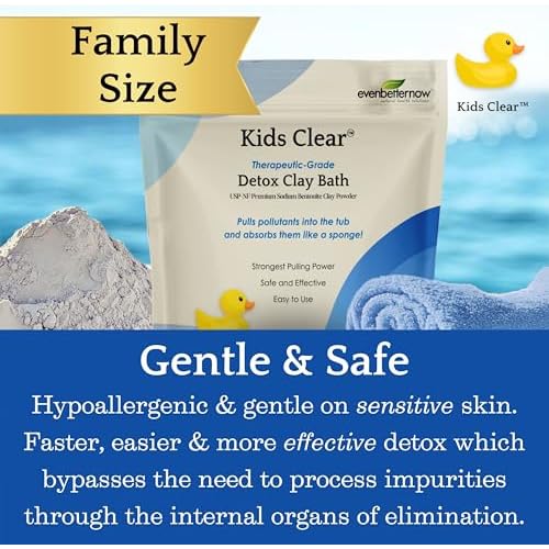 Kids Clear Detox Clay Bath, 100% Pure Sodium Bentonite - Cleansing and Purifying, by -Evenbetternow LLC ? 6 lb (96 oz) Family Value Size