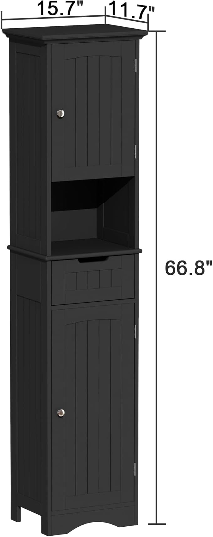 ChooChoo 67" Tall Bathroom Storage Cabinet Freestanding with Adjustable Shelves, Narrow Storage Linen Cabinet with 2 Doors and 1 Drawers for Bathroom, Living Room, Kitchen, Black