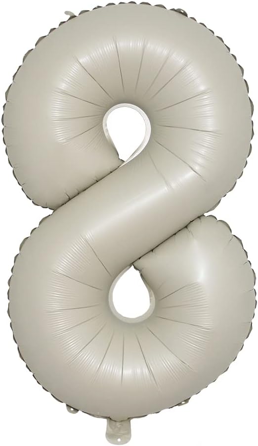 32 inch Cream Color Number Balloons 0-9 Large Digital Foil Helium Ball Girl Kids Adult Happy Birthday Party Decoration Wedding (32 inch Cream 8)