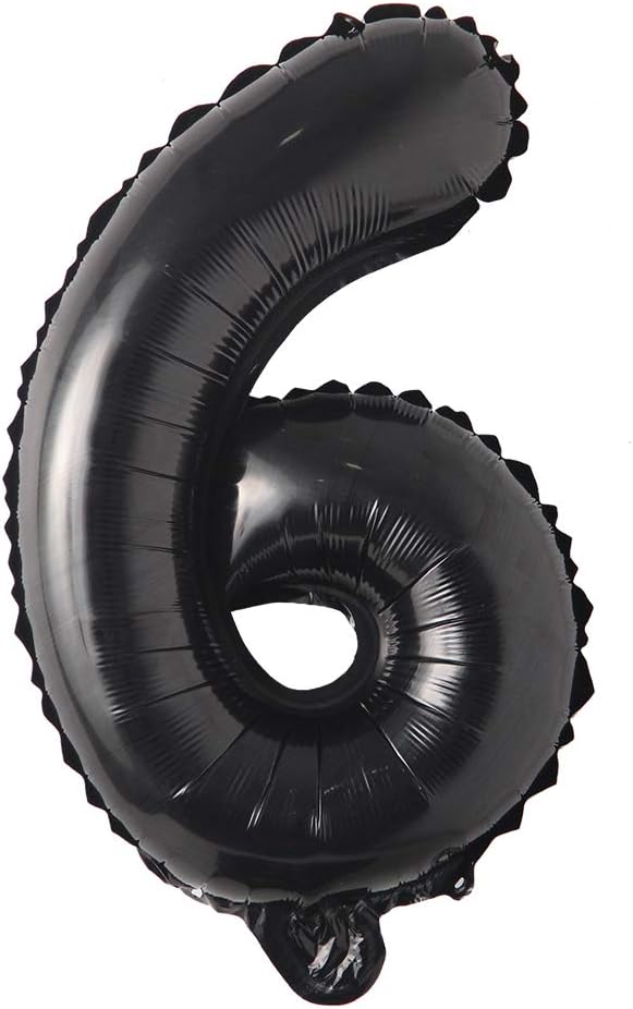 Black 28 inch Letter Balloons Alphabet Number Balloons Foil Mylar Party Wedding Bachelorette Birthday Bridal Baby Shower Graduation Anniversary Celebration Decoration (Can not Float) (28 inch Black 6)