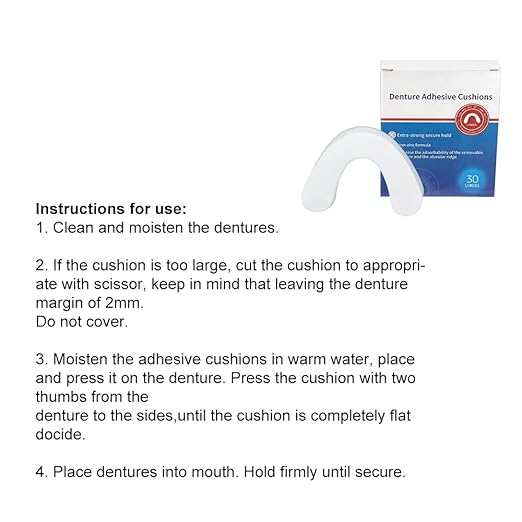 Generic Zinc Free Long-Lasting Denture Adhesive Cushion, 120 Pads (4 Pack) - Silicone Pads for Secure Hold and Food Seal - Lower