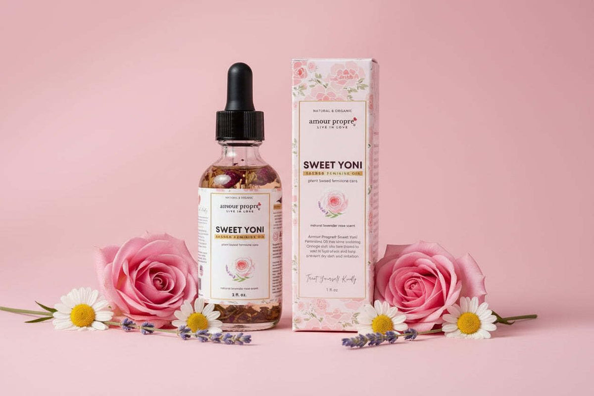 Sweet Yoni Feminine Oil by Amour Propre Plant-Based External Care | Lightweight Hydration | Daily Self-Care Essential | 1oz or 2 oz (2 oz)