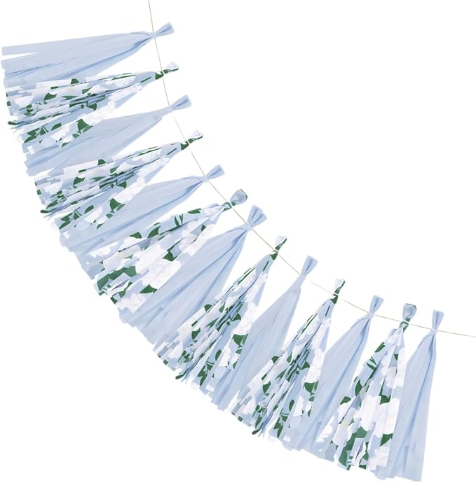 Charming Garden Party Fabric Tassel Garland - 7 ft. (1 Pack) - Elegant Plain Purple & Floral Design - Perfect for Garden Parties, Spring Celebrations, and Outdoor Events