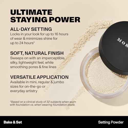 Morphe Jumbo Bake & Set Translucent Setting Powder - Lightweight, Talc-Free Finishing Powder for Face Makeup with a Soft, Natural Finish - Minimizes Shine for Up to 24HR - Translucent (0.62 oz)