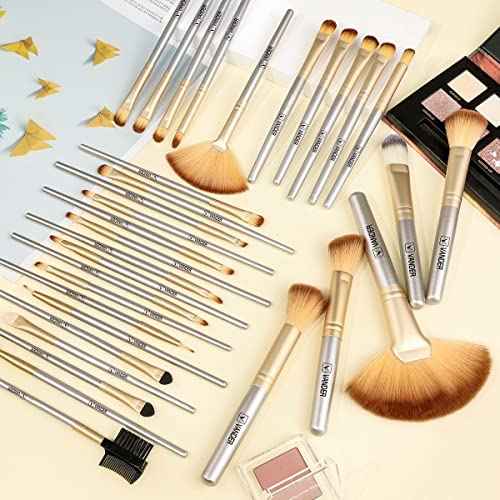 Make up Brushes, VANDER Professional 32pcs Makeup Brush Set, Makeup Brushes Set Foundation Blending Cosmetic Brush Set Kit,Champagne