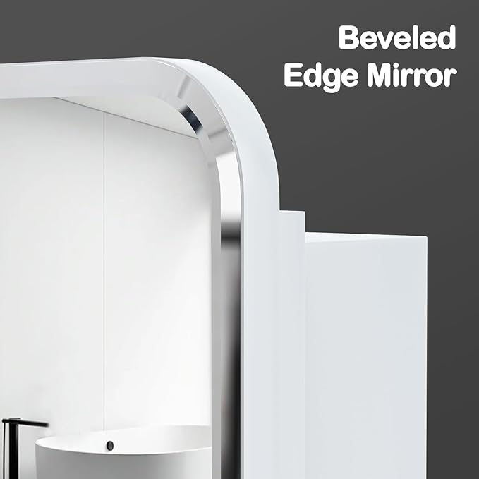 Rectangle Medicine Cabinet with Beveled Edge Mirror, No-Assembly Bathroom Wall Cabinet with Mirror, Adjustable Shelves, Tissue Slot, Recessed or Surface Mount (24" H x 16" W)