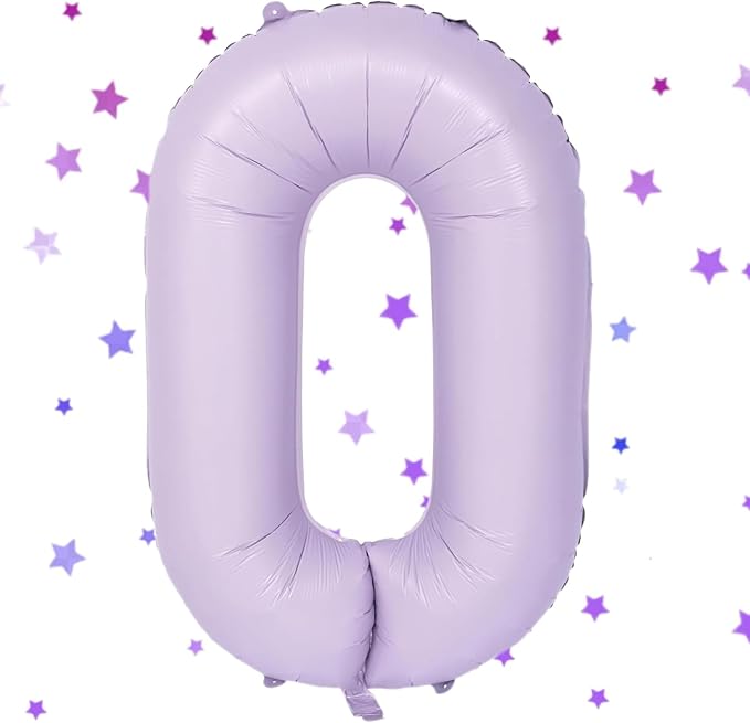 40 Inch Purple Number Balloons Light Purple 0 Balloon Matte Purple Birthday Balloons 0-9 Birthday Wedding Party digital Decorations (Number 0)