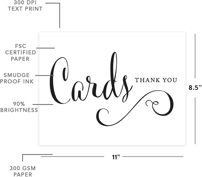 Andaz Press Wedding Party Signs, Formal Black and White, 8.5-inch x 11-inch, Cards Thank You, 1-Pack