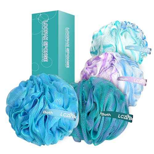 Loofah 4 Pack 75g Extra Large Loofa Set Soft Bath Sponge Thick Body Wash Puffs for Shower