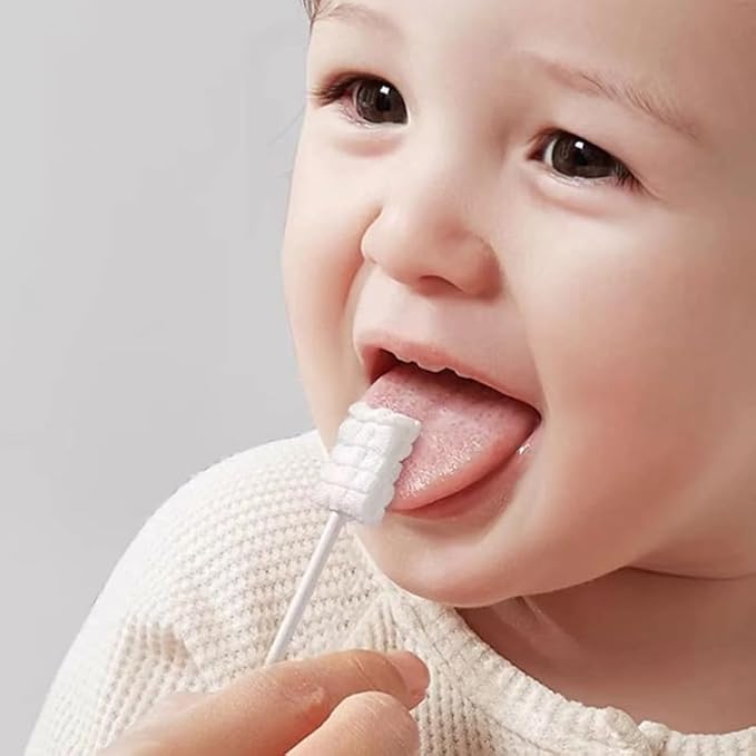 Baby Tongue Cleaner Newborn Toothbrush - Disposable Gauze Gum Cleaner Oral Cleaning Stick Dental Care for 0-36 Month（50PCS）