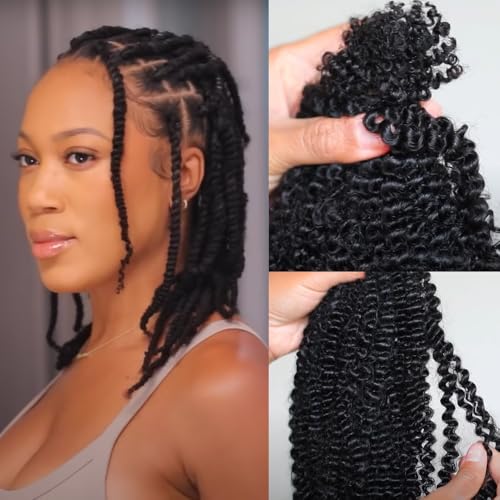 Afro Kinky Curly Braiding Hair for Dreadlocks, Loc Repair, Twists, Dreadlock Human Hair Bulk Pre-Separated Spring Afro Twist Human Hair Extensions 22Inch 100g