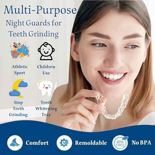 Mouth Guard for Clenching Teeth at Night, 4 Pcs Night Guards for Teeth Grinding, Professional Dental Guards for Grinding Teeth, Moldable Mouthguards for Grinding of Teeth, Teeth Grinding Guard