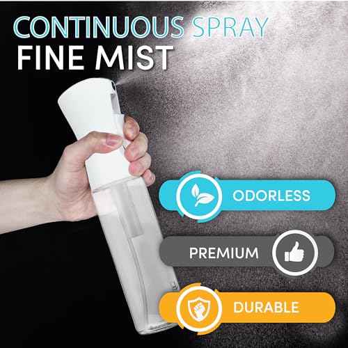 Hula Home Spray Bottle for Hair (10.1oz/300ml) - Powered by Flairosol¢ç Spray Technology - Continuous Ultra Fine Mist Sprayer ? For Hairstyling, Cleaning, Salons, Plants, Essential Oil & More - White