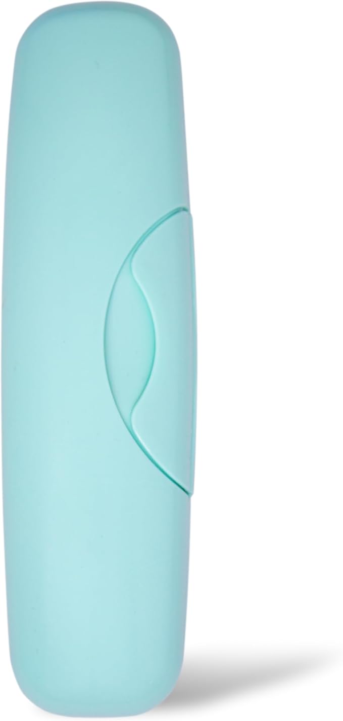 RADIUS Toothbrush Big Brush with Replaceable Brush Head BPA Free ADA Accepted - Left Hand - Pastel Mint Brush with Pastel Mint Case