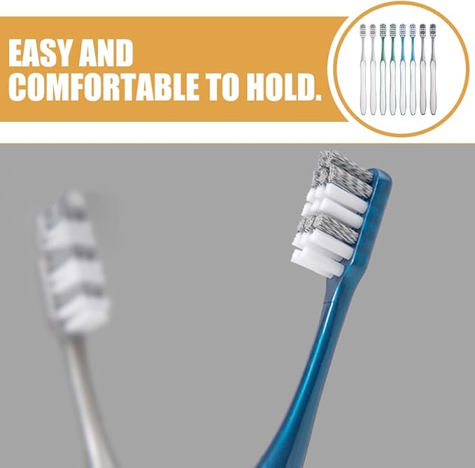 Homoyoyo Men’s Manual Toothbrushes 8pcs (2 Sets of 4) Hard Bristles Large Head Plastic Teeth Cleaning Tools Portable Household and Travel Use