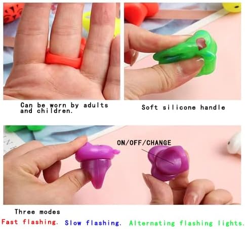 SOFLIY 63 Pcs LED Light Up Ring - Colorful Flashing Bumpy Rings Finger Toys Novelty Glow in the Dark Soft Jelly Blinking Rings Party Favors for Adults Kids Bachelorette Party Halloween Concert Gifts