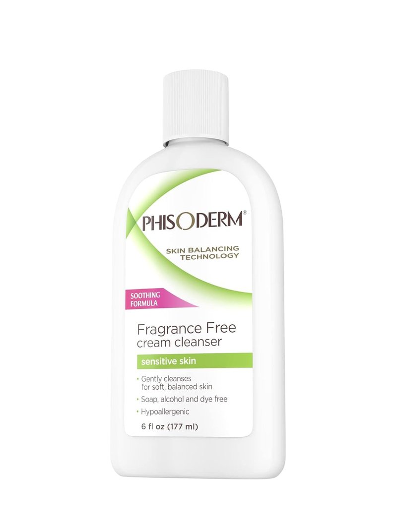 Phisoderm Fragrance Free Cream Cleanser For Sensitive Skin 6 oz (Packs of 6)