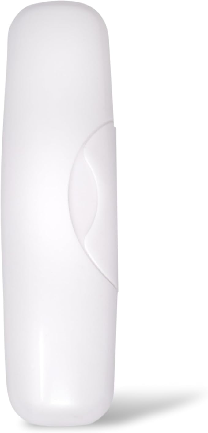 RADIUS Toothbrush with Replaceable Big Brush Head BPA Free ADA Accepted - Left Hand - Pastel White Brush with Pastel White Case