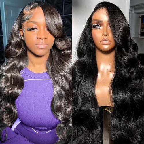 20 inch Body Wave Lace Front Wigs Human Hair 200% Density Pull Go 13x6 HD Transparent Glueless Human Hair Wig for Women Pre Plucked Pre Cut Bleached Knots with Baby Hair