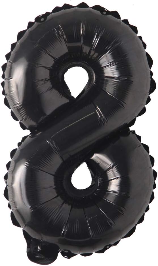 Black 28 inch Letter Balloons Alphabet Number Balloons Foil Mylar Party Wedding Bachelorette Birthday Bridal Baby Shower Graduation Anniversary Celebration Decoration (Can not Float) (28 inch Black 8)