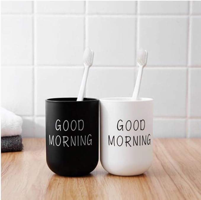 Toothbrush Cup 2Pcs, Bathroom Toothbrush Holder, Storage Cup 300ml, Drinking Cup, Reusable (Gray + White)