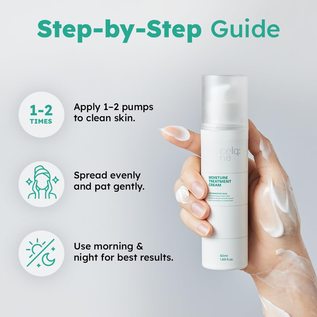 celq:ne celqne Moisture Relief Cream | Daily Face Moisturizer for Soothing Recovery and Repairing Barrier Cream for Sensitive Skin | Korean Dermatologist Developed Skin Care, 1.69 fl oz