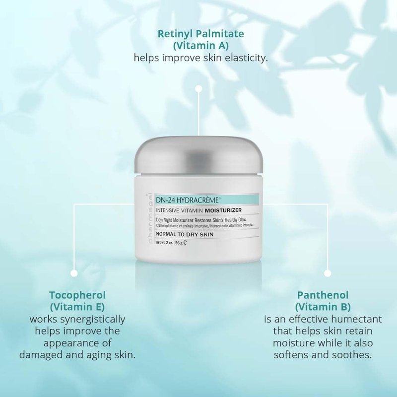 Pharmagel DN-24 Hydracrème Intensive Vitamin Moisturizer – Day & Night Face and Neck Cream with Retinol and Vitamins A, C, D & E, 2 oz