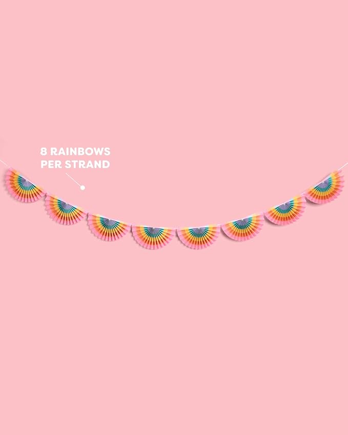 xo, Fetti Rainbow Paper Fan Banner - 10 Ft. | 3D Pastel Bachelorette Party Decorations, Birthday Party Supplies, Hanging Photo Booth Backdrop, Girl Baby Shower Banner, Bridal Shower Decor