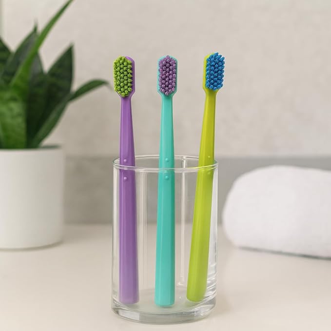 Ved Replacement Heads for Tooth Brush - Brush Head Pack, Soft Bristle Toothbrushes for Adults, Medium & Extra Soft Options, Adults with 5,460 Super Soft Bristles for Sensitive. (Purple+Cyan+Green)